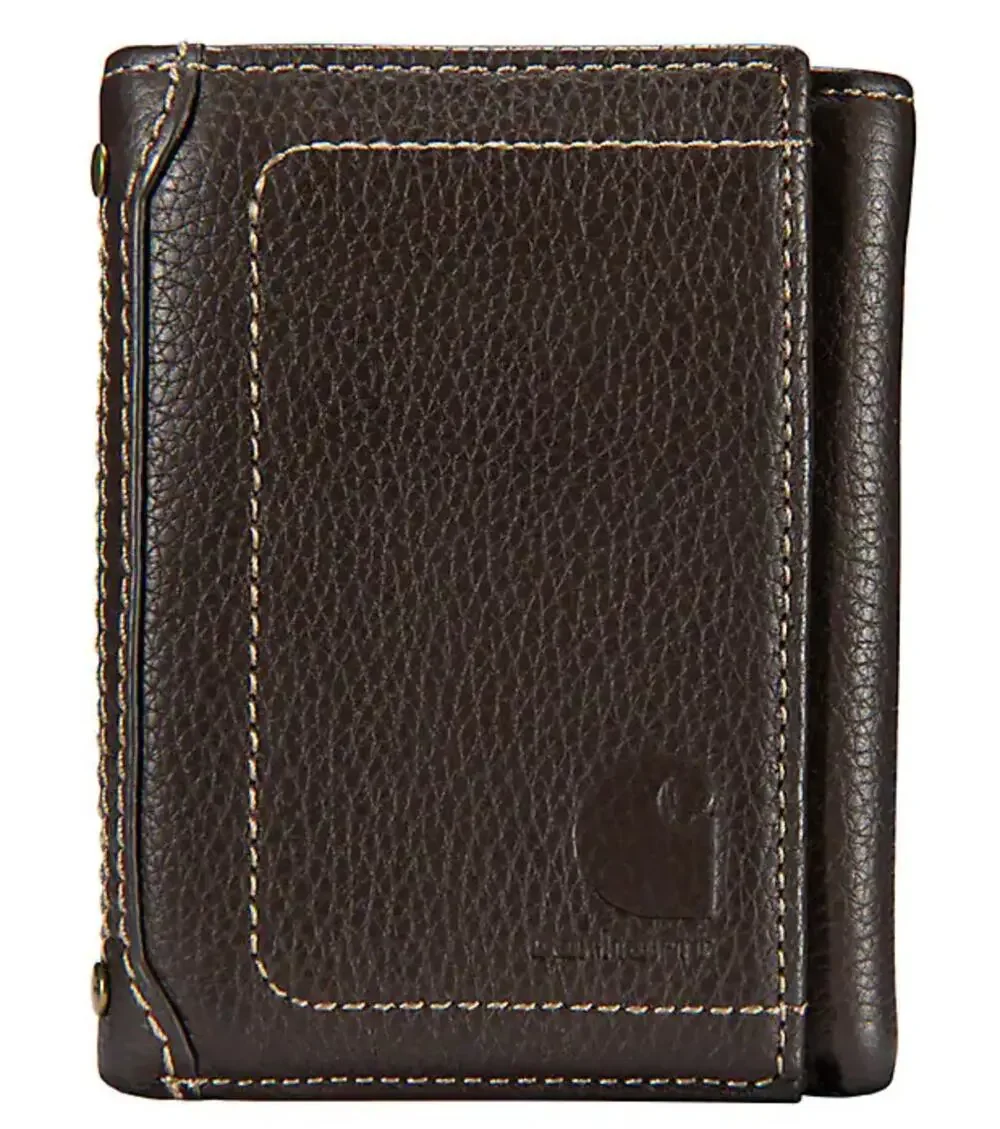 Carhartt Pebble Leather Trifold Wallet in Dark Brown